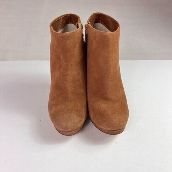 Michael Kors Ankle Boots Womens 8.5 Haven Brown Suede High Heels Almond Toe - Picture 2 of 11